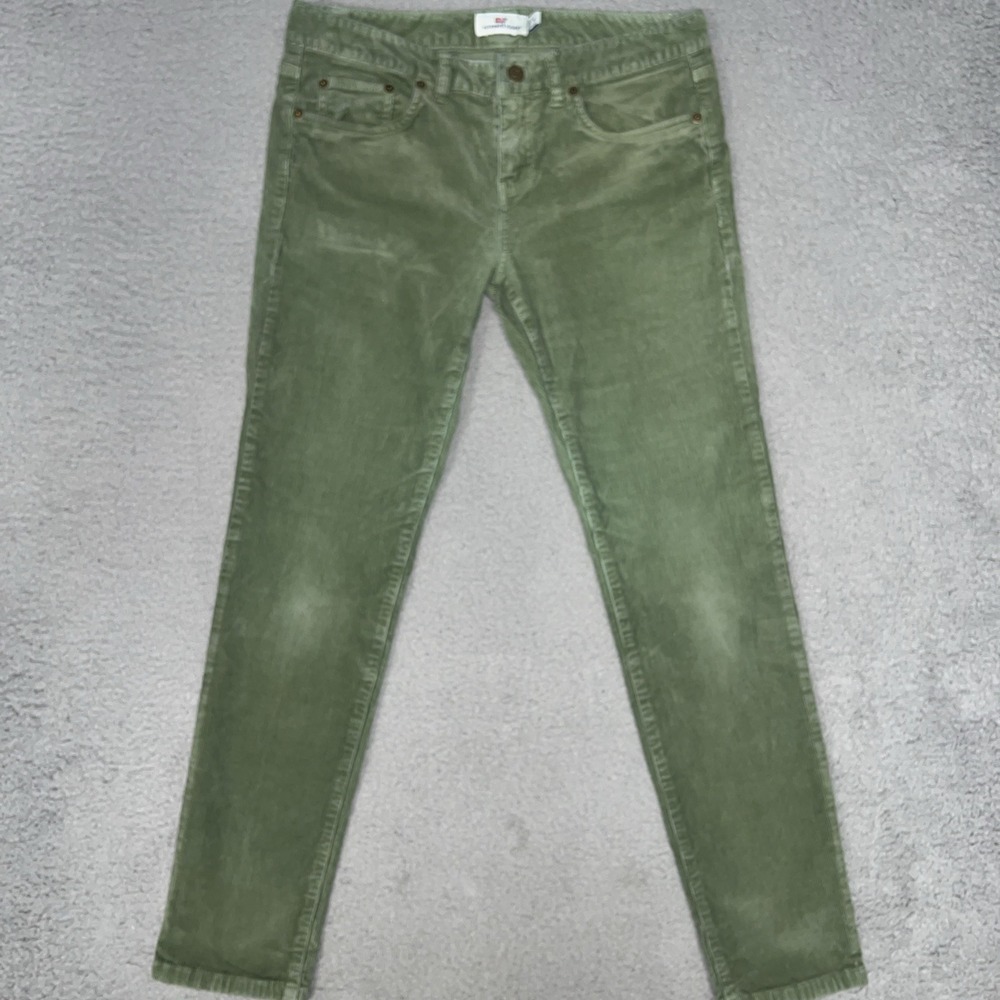 Vineyard Vines Pants Women's‎ Sz 4 (30x27) Green Corduroy Straight Stretch Cords